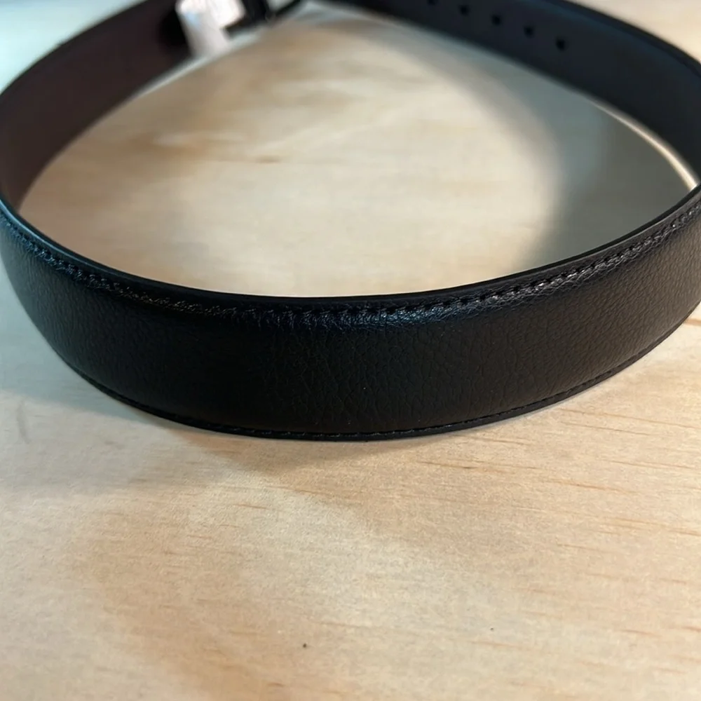 Haggar Black Belt with Brushed Silver Buckle Sz 34